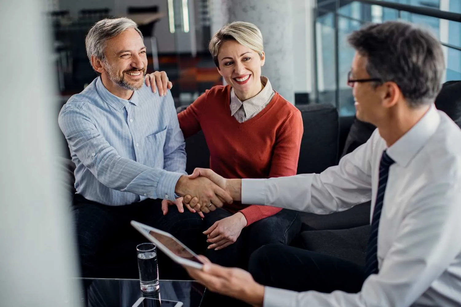 Insurance advisor helping client